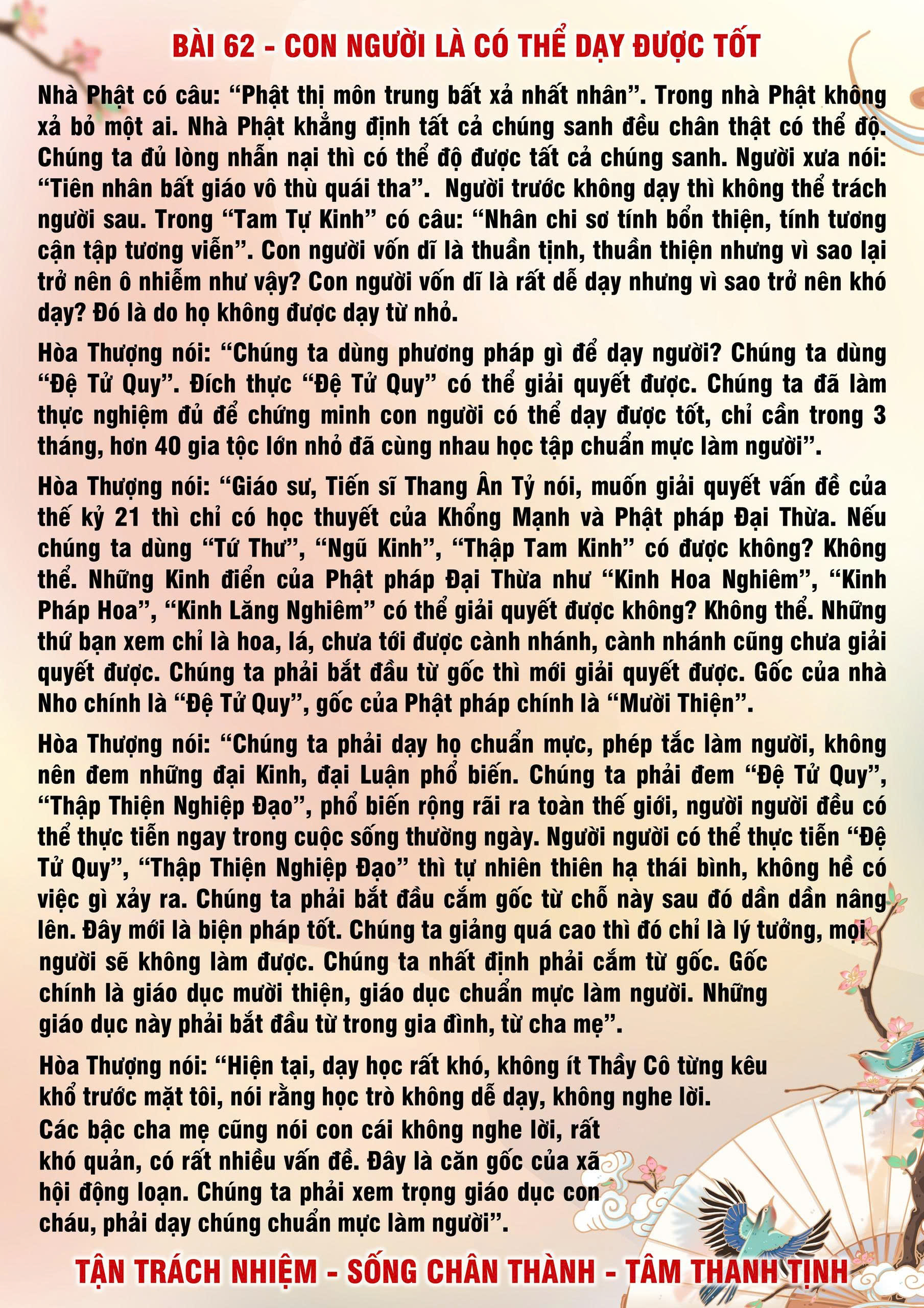 62 · PHTT - Con Người Là Có Thể Dạy Được Tốt - 62